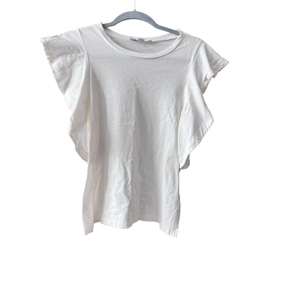 All Saints White Flutter Sleeve Top, Size 4‎